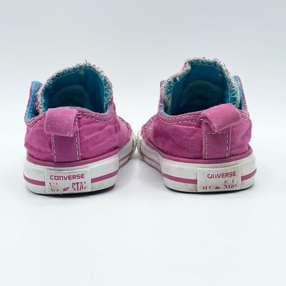 Converse Magenta Metallic Stars - Slip On Aplix Sneakers - Toddler US size 5 - Picture 3 of 8